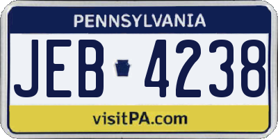PA license plate JEB4238