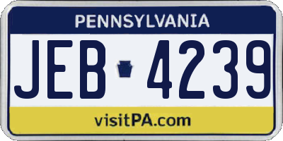 PA license plate JEB4239