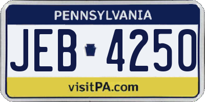 PA license plate JEB4250
