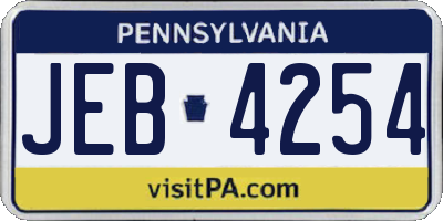 PA license plate JEB4254