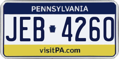 PA license plate JEB4260