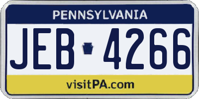 PA license plate JEB4266