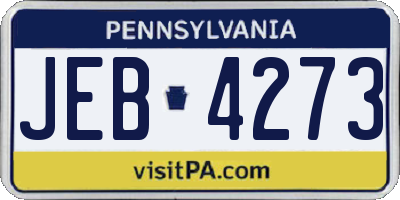 PA license plate JEB4273