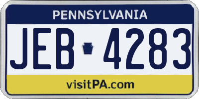 PA license plate JEB4283