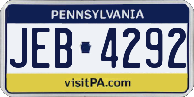 PA license plate JEB4292