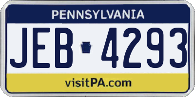 PA license plate JEB4293