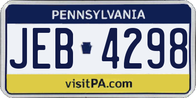 PA license plate JEB4298