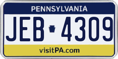 PA license plate JEB4309