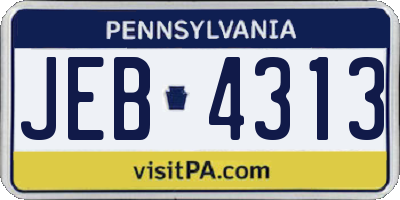 PA license plate JEB4313