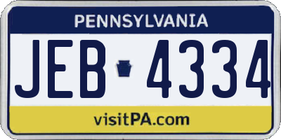 PA license plate JEB4334