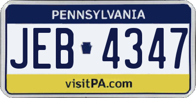PA license plate JEB4347