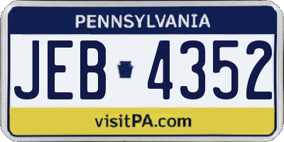 PA license plate JEB4352