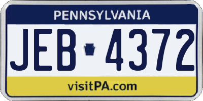 PA license plate JEB4372