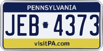 PA license plate JEB4373