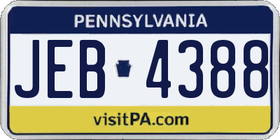 PA license plate JEB4388