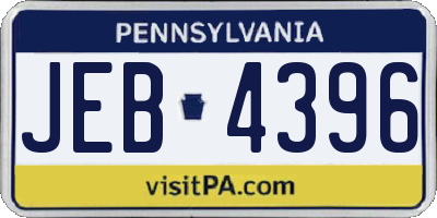 PA license plate JEB4396