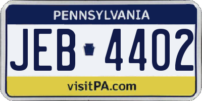 PA license plate JEB4402