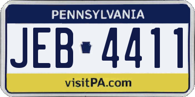 PA license plate JEB4411