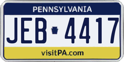 PA license plate JEB4417