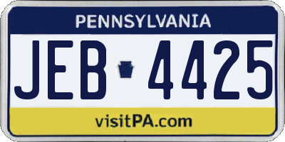 PA license plate JEB4425