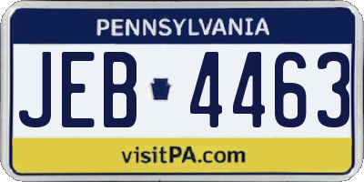 PA license plate JEB4463