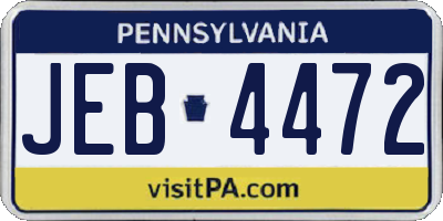 PA license plate JEB4472