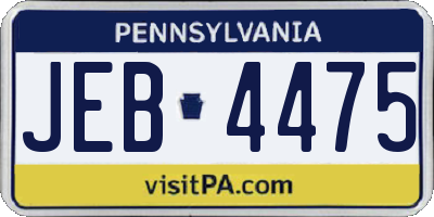 PA license plate JEB4475
