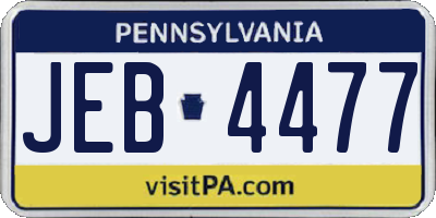 PA license plate JEB4477