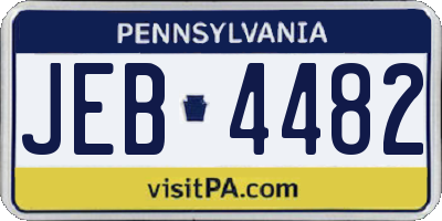 PA license plate JEB4482