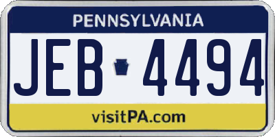 PA license plate JEB4494