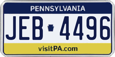 PA license plate JEB4496