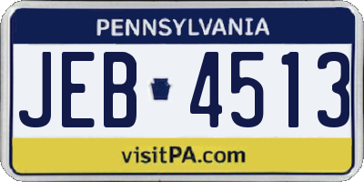 PA license plate JEB4513