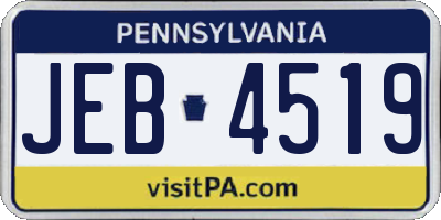 PA license plate JEB4519
