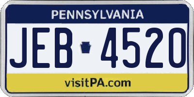 PA license plate JEB4520