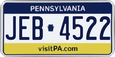 PA license plate JEB4522