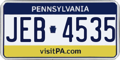 PA license plate JEB4535