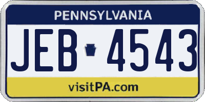 PA license plate JEB4543