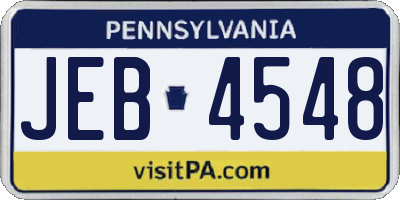 PA license plate JEB4548