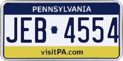 PA license plate JEB4554