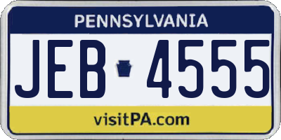 PA license plate JEB4555