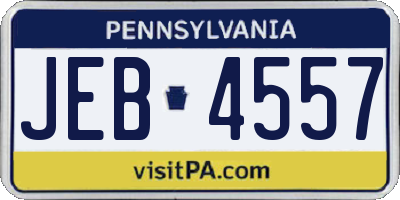 PA license plate JEB4557