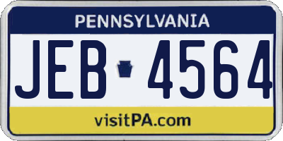 PA license plate JEB4564
