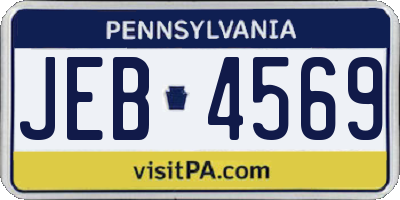 PA license plate JEB4569