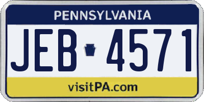 PA license plate JEB4571