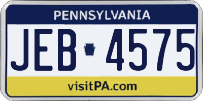 PA license plate JEB4575