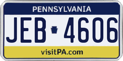 PA license plate JEB4606