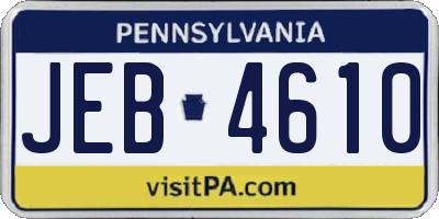 PA license plate JEB4610