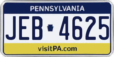 PA license plate JEB4625