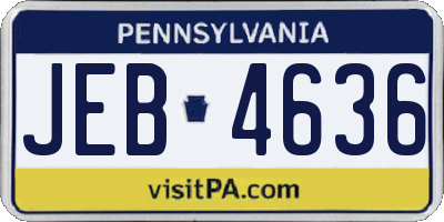 PA license plate JEB4636