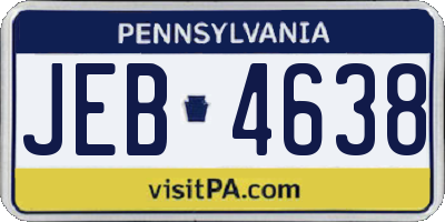 PA license plate JEB4638